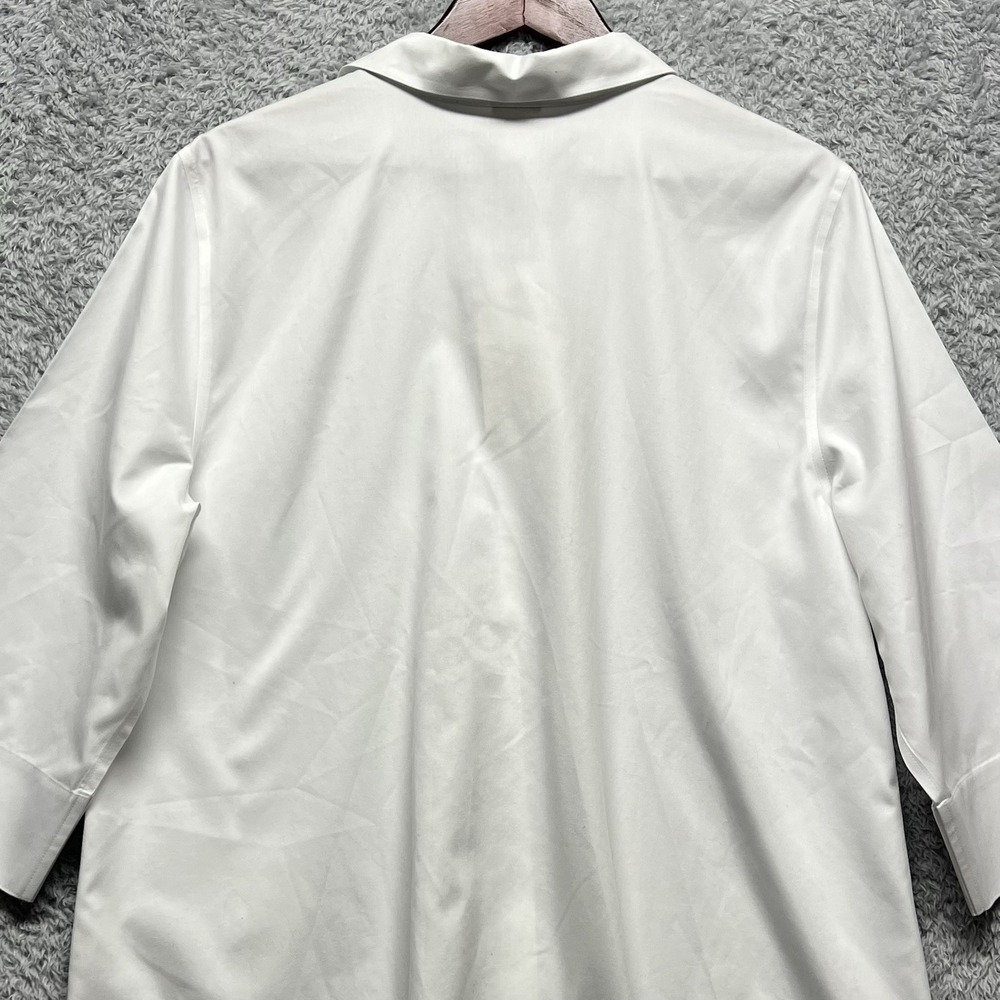 Chicos Top Womens 3 US XL White No Iron Crisp Button Up 3/4 Sleeve Tailored - Picture 4 of 13